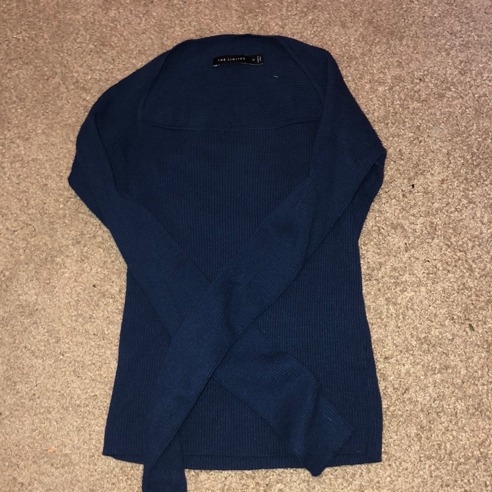 Vintage The Limited Top Navy Blue Square Neck Size Small